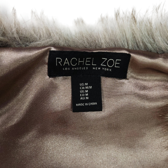 EUC Rachel Zoe Boho Ombre Faux Fur Vest Sz M Mob Wife Furry Y2K Rockstar Retro - Picture 4 of 6
